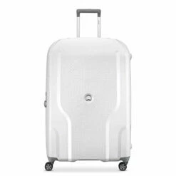 DELSEY Paris Clavel Hardside Expandable Luggage With Spinner Wheels, White, Checked-Medium 25 Inch