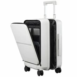 Hanke Upgrade Carry On Luggage With Front Laptop Pocket, 20'' PC Hard Case Suitcases With Spinner Wheels & TSA Lock,Rolling Luggage For Business Travel And Short Trip(Grayish White)