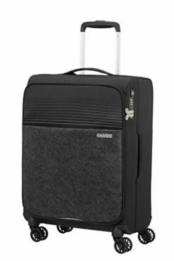 American Tourister Unisex Adults Front Pocket In Felt, Black (Jet Black), Spinner S Mit Vordertasche Aus Filz (55 Cm-42 L)