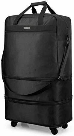 Hanke Expandable Foldable Suitcase Luggage Rolling Travel Bag Duffel Tote Bag For Men Women Lightweight Carry-on Suitcase Large Capacity Luggage With Universal Wheel(Black)