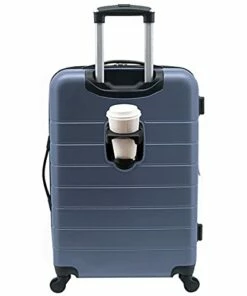 Wrangler Smart Luggage Set With Cup Holder And USB Port, Navy Blue, 20-Inch Carry-On