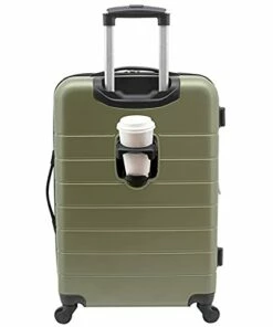 Wrangler Smart Luggage Set With Cup Holder And USB Port, Olive Green, 20-Inch Carry-On