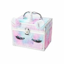 Claire’s Furry Pastel Unicorn Lock Box For Girls, Pink/Purple/Blue, Polyester/Metal, 8W X 6H X 6D Inches, Includes 2 Keys
