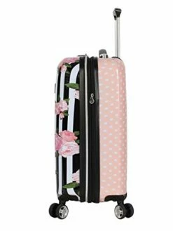 Betsey Johnson Designer 20 Inch Carry On - Expandable (ABS + PC) Hardside Luggage - Lightweight Durable Suitcase With 8-Rolling Spinner Wheels For Women (Stripe Roses) -TRAVELPRO Sales 31LJG6YrTqL