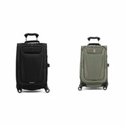Travelpro Maxlite 5-Softside Expandable Spinner Wheel Luggage, Black/Slate Green, 2-Piece Set (21/21)