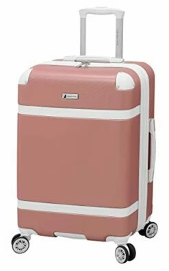 LONDON FOG Vintage Hardside Expandable Spinner Luggage, Rose Gold, Checked-Medium 24-Inch