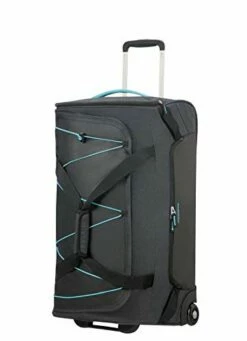 American Tourister Road Quest Wheeled Duffle Medium Travel Duffle, 67 Cm, 75 Liters, Grey (Graphite/Turquoise)