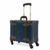 NZBZ Vintage Carry-On Suitcase Luggage With Rolling Spinner Wheels Retro Hardside Cute Travel Suitcase (Navy Blue)