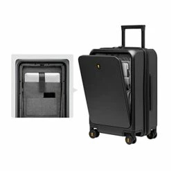 LEVEL8 Carry-On Luggage, Road Runner Pro 20” Lightweight PC Hardside Suitcase With USB Charging Port, Spinner Trolley For Luggage With Front Laptop Pocket, TSA Lock - Dark Grey, 20-Inch -TRAVELPRO Sales 31bpkITaTsS
