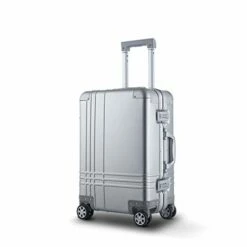 Bamboo Wolf 20-inch Aluminum-Magnesium Alloy Carry-on Hardside Suitcase Hard Shell Luggage, Built-In TSA Lock, Zipperless Fashion With Spinner Wheels For Travel / Business, Silver