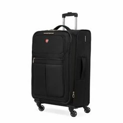 SwissGear 4010 Softside Luggage With Spinner Wheels, Black, Checked-Medium 23-Inch