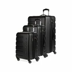 SwissGear 7366 Hardside Expandable Luggage With Spinner Wheels, Black, 3-Piece Set (19/23/27)