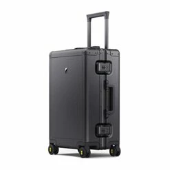 LEVEL8 Gibraltar Carry On Luggage, 20" Aluminum Frame Hardside Suitcase Zipperless Luggage With TSA Lock, 8 Spinner Wheels - Dark Grey