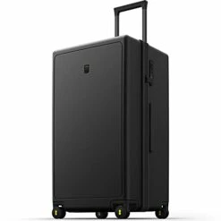 LEVEL8 Trunk Luggage, 28 Inch Luggage With Spinner Wheels, Luminous Textured 28 Inch Checked Large Luggage, Lightweight PC With TSA Lock - 28 Inch, Black