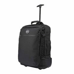 Cabin Max️ - Quebec Hybrid Rolling Backpack With Wheels - Carry On Luggage 22x14x9 Zip Out Backpack Straps - Perfect For Most Major American Airlines (Black)