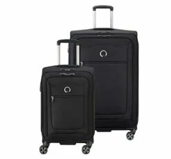 DELSEY Paris Softside Expandable Luggage With Spinner Wheels, Black. Large And Carry-On.