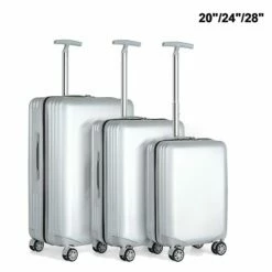 3Pcs ABS+PC Luggage Set Travel Suitcase Set Wiredrawing Trolley Case 3