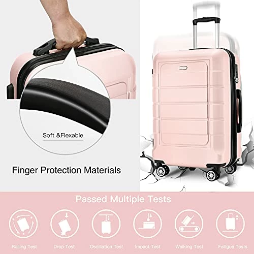 SHOWKOO Luggage Sets Expandable PC+ABS Durable Suitcase Double Wheels TSA Lock Pink 3pcs 6 SHOWKOO Luggage Sets Expandable PC+ABS Durable Suitcase Double Wheels TSA Lock Pink 3pcs - Image 4
