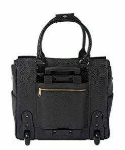 JKM And Company THE BARRINGTON Black Python & Alligator Compatible With Computer IPad, Laptop Tablet Rolling Tote Bag Briefcase Carryall Bag -TRAVELPRO Sales 41 rL3OvfcL