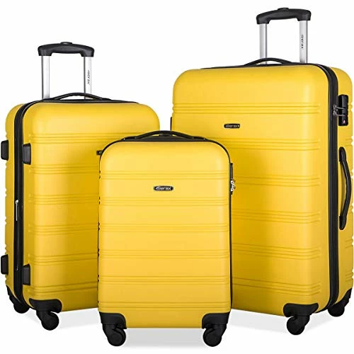 Merax Expandable Luggage Sets With TSA Locks, 3 Piece Lightweight Spinner Suitcase Set (Yellow) 3 Merax Expandable Luggage Sets With TSA Locks, 3 Piece Lightweight Spinner Suitcase Set (Yellow)