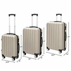 3 Pieces ABS Luggage Sets Trolley Case, Large Capacity Multifunctional Traveling Suitcase Hardshell With Spinner Wheel And Coded Lock, 20" & 24" & 28" (Champagne) 19 3 Pieces ABS Luggage Sets Trolley Case, Large Capacity Multifunctional Traveling Suitcase Hardshell With Spinner Wheel And Coded Lock, 20" & 24" & 28" (Champagne) -TRAVELPRO Sales 410FrRFJrcL