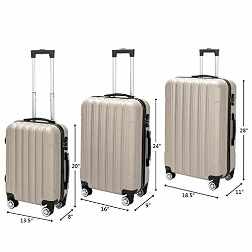 3 Pieces ABS Luggage Sets Trolley Case, Large Capacity Multifunctional Traveling Suitcase Hardshell With Spinner Wheel And Coded Lock, 20" & 24" & 28" (Champagne) 11 3 Pieces ABS Luggage Sets Trolley Case, Large Capacity Multifunctional Traveling Suitcase Hardshell With Spinner Wheel And Coded Lock, 20" & 24" & 28" (Champagne) - Image 9