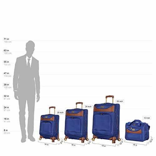 Caribbean Joe Castaway Designer Luggage - 4 Piece Softside Expandable Lightweight Spinner Suitcases- Travel Set Includes Tote Bag, 20-Inch Carry On, 24 Inch And 28-Inch Suitcases (Royal Blue) 4 Caribbean Joe Castaway Designer Luggage - 4 Piece Softside Expandable Lightweight Spinner Suitcases- Travel Set Includes Tote Bag, 20-Inch Carry On, 24 Inch And 28-Inch Suitcases (Royal Blue) - Image 2
