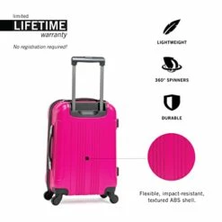 KENNETH COLE REACTION Out Of Bounds Luggage Collection Lightweight Durable Hardside 4-Wheel Spinner Travel Suitcase Bags, Magenta, 20-Inch Carry On -TRAVELPRO Sales 410fMcLA89L