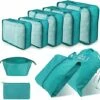 DIMJ Packing Cubes For Travel, 9 Pcs Travel Cubes Set Foldable Suitcase Organizer Lightweight Luggage Storage Bag 5 Colors Options (Blue)