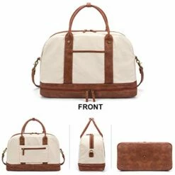 Weekender Bag For Women Canvas Overnight Bag Large Travel Bags For Women Carry On Shoulder Duffle Bag With Shoe Compartment,Perfect For Travel/Daily Use/Birthday Gift (Beige) -TRAVELPRO Sales 413 DD7pklL