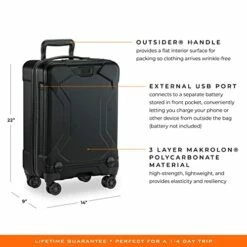 Briggs & Riley Torq Hardside Carry On Luggage With Spinner Wheels 22 Inch. USB Charging Port, TSA-Friendly Locks, Easy Access Hinged Front Pocket, Black -TRAVELPRO Sales 413lLDi2TWL