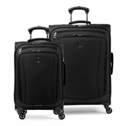 Travelpro Runway 2 Piece Luggage Set, Carry-on & Convertible Medium To Large 28-Inch Check-in Expandable Luggage, 4 Spinner Wheels, Softside Suitcase, Men And Women, Black