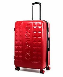 Calvin Klein Central Park West Hardside Spinner Luggage With TSA Lock, Red, 28 Inch