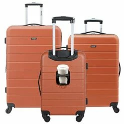 Wrangler Smart Luggage Set With Cup Holder And USB Port, Burnt Orange, 3 Piece