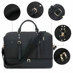 Canvas Overnight Bag Oversized Travel Duffel Leather For Men And Women Weekender Tote (Black-D) -TRAVELPRO Sales 417jzM 95EL