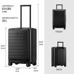 LEVEL8 Carry On Luggage, Road Runner 20-Inch Hardside Suitcase, Spinner Luggage With Front Pocket, Double TSA Locks - Black -TRAVELPRO Sales 417uRob5z7S