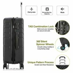 4PC Luggage Sets, ABS Hardshell Luggage Set Lightweight Hard Shell Travel Suitcases W/Spinner Wheels Free Suitcase Cover(18 20 24 28Inch) (Black) 14 4PC Luggage Sets, ABS Hardshell Luggage Set Lightweight Hard Shell Travel Suitcases W/Spinner Wheels Free Suitcase Cover(18 20 24 28Inch) (Black) -TRAVELPRO Sales 418PWC MzEL