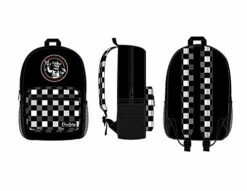 Fnaf Black With Checkered Print Backpack, Freddy Fazbear Camera Snapshot Logo, Black Five Nights At