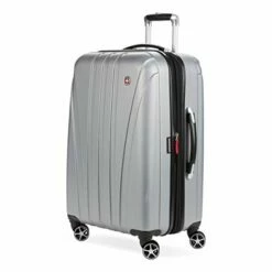 SwissGear 7585 Hardside Spinner Luggage, Silver, Checked-Medium 23-Inch