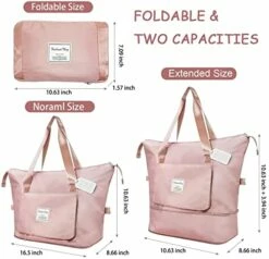 Large Capacity Folding Travel Bag, Travel Duffel Bag With Luggage Tag, Waterproof Lightweight Gym Bag With Wet And Dry Separation Bag, For Travel, Sports, Gym, Pink 19 Large Capacity Folding Travel Bag, Travel Duffel Bag With Luggage Tag, Waterproof Lightweight Gym Bag With Wet And Dry Separation Bag, For Travel, Sports, Gym, Pink -TRAVELPRO Sales 419qiFQkwsL