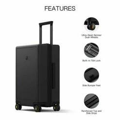 LEVEL8 Carry-On Luggage, 20” Hardshell Suitcase, Lightweight PC Textured Hardside Spinner Trolley For Luggage, TSA Approved Cabin Luggage With 8 Spinner Wheels, Black, 20-Inch Carry-On -TRAVELPRO Sales 419txYYVpHL