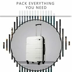 Coolife Luggage Expandable(only 28") Suitcase PC+ABS Spinner Built-In TSA Lock 20in 24in 28in Carry On (white, S(20in_carry On)) -TRAVELPRO Sales 41AO6fYYxCL