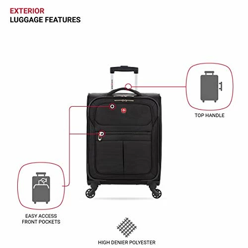 SwissGear 4010 Softside Luggage With Spinner Wheels, Black, Carry-On 18-Inch 10 SwissGear 4010 Softside Luggage With Spinner Wheels, Black, Carry-On 18-Inch - Image 8