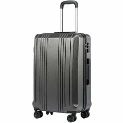 Coolife Luggage Suitcase PC+ABS With TSA Lock Spinner Carry On Hardshell Lightweight 20in 24in 28in (grey, M(24IN))