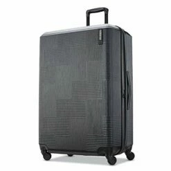 American Tourister Stratum XLT Expandable Hardside Luggage With Spinner Wheels, Jet Black, Checked-Large 28-Inch
