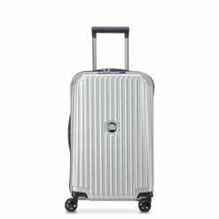 DELSEY Paris Securitime Expandable Luggage With Spinner Wheels, Silver, Carry-On 19 Inch