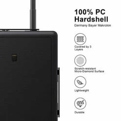 LEVEL8 Carry-On Luggage, 20” Hardshell Suitcase, Lightweight PC Textured Hardside Spinner Trolley For Luggage, TSA Approved Cabin Luggage With 8 Spinner Wheels, Black, 20-Inch Carry-On -TRAVELPRO Sales 41BEbt7kS5L