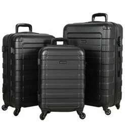 Hipack Prime Suitcases Hardside Luggage With Spinner Wheels, Black, 3-Piece Set (20/24/28)