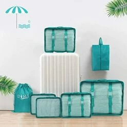 DIMJ Packing Cubes For Travel, 9 Pcs Travel Cubes Set Foldable Suitcase Organizer Lightweight Luggage Storage Bag 5 Colors Options (Blue) -TRAVELPRO Sales 41BdC0FZlXS