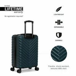 Kenneth Cole Reaction Women's Madison Square Hardside Chevron Expandable Luggage, Emerald, 20-Inch Carry On -TRAVELPRO Sales 41CzYNNRASL